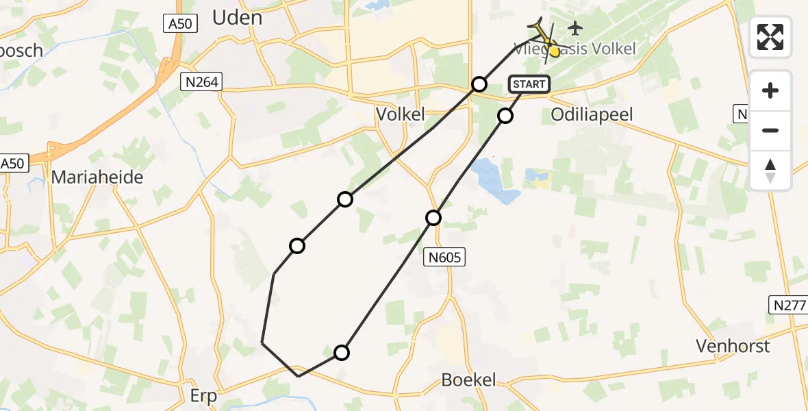 Routekaart van de vlucht: Lifeliner 3 naar Vliegbasis Volkel, Oosterheidestraat