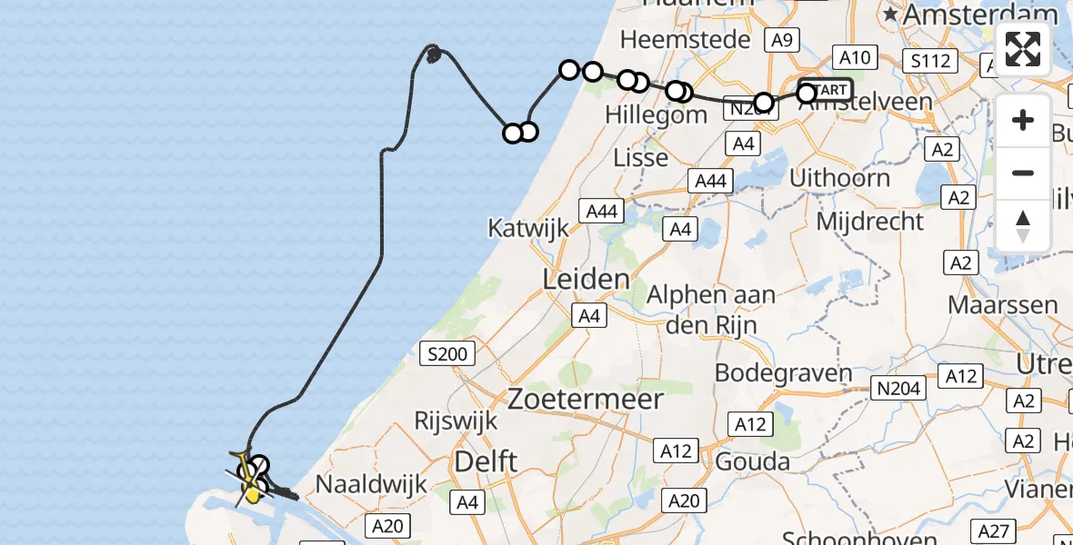 Routekaart van de vlucht: Politieheli naar Hoek van Holland, Ceintuurbaan