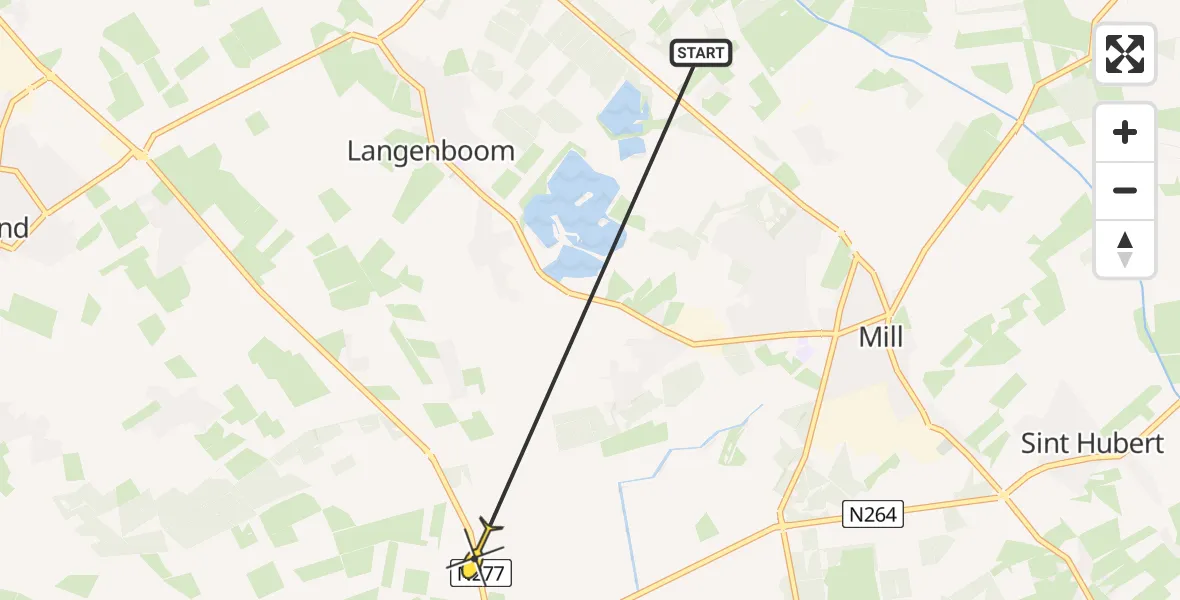 Routekaart van de vlucht: Lifeliner 3 naar Zeeland, Peelweg