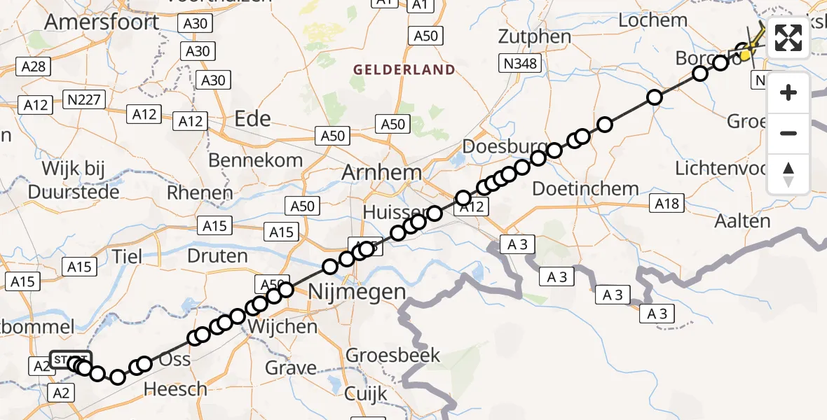 Routekaart van de vlucht: Lifeliner 3 naar Neede, Kievitsham