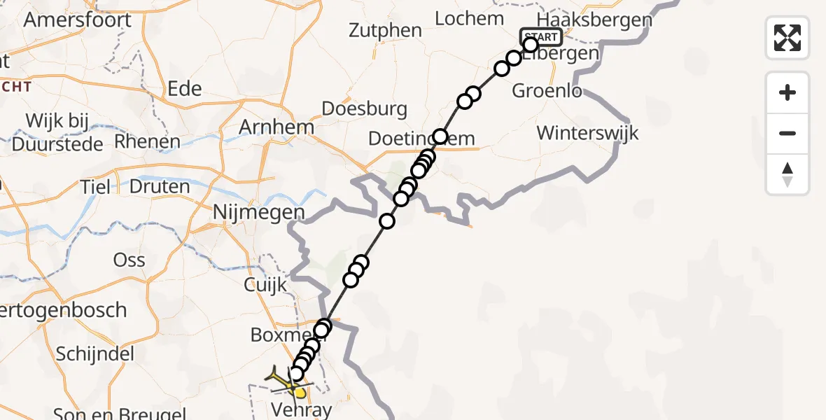 Routekaart van de vlucht: Lifeliner 3 naar Overloon, Giffelerweg