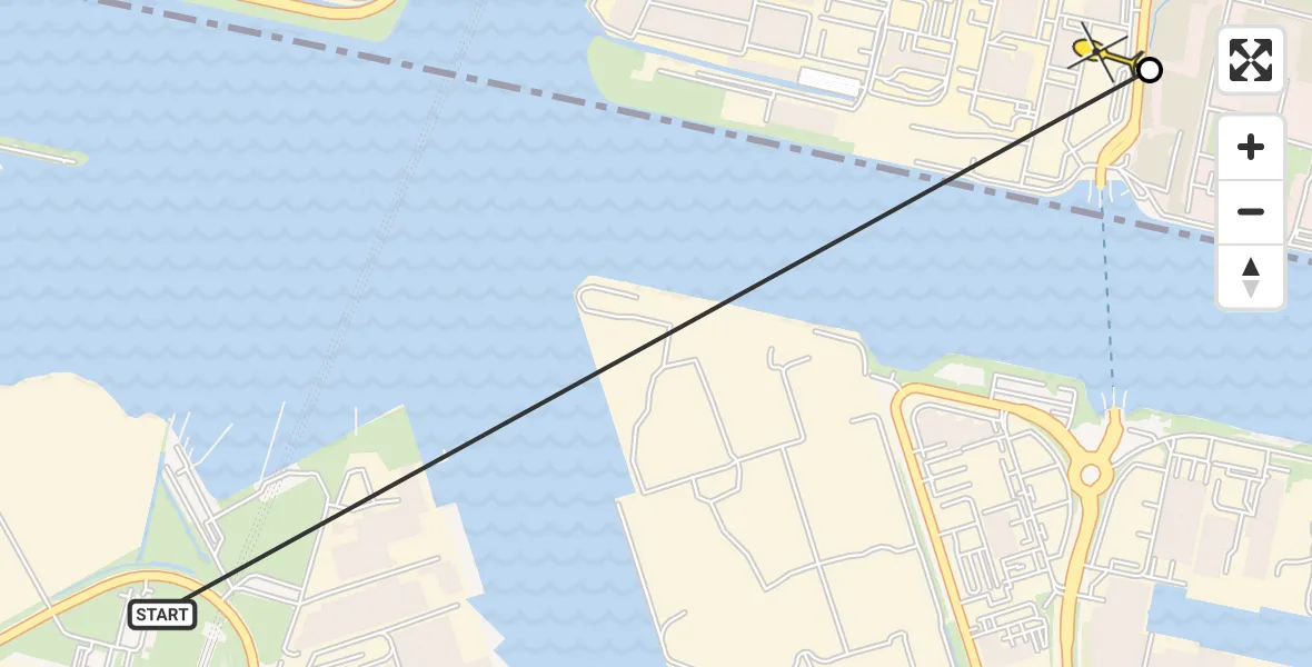 Routekaart van de vlucht: Lifeliner 1 naar Zaandam, Cornelis Ouwejanstraat