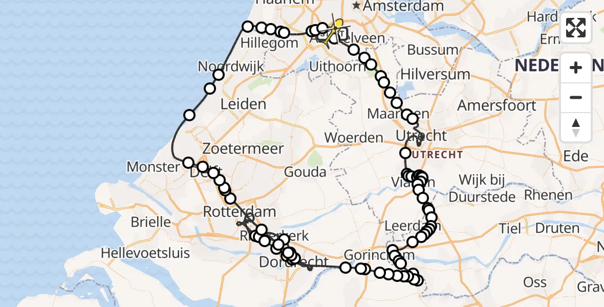 Routekaart van de vlucht: Politieheli naar Schiphol, Mr. Jac. Takkade