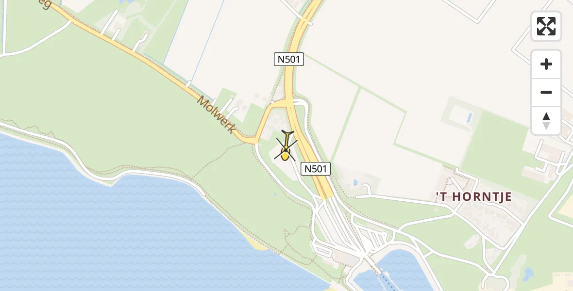 Routekaart van de vlucht: Ambulanceheli naar Den Hoorn