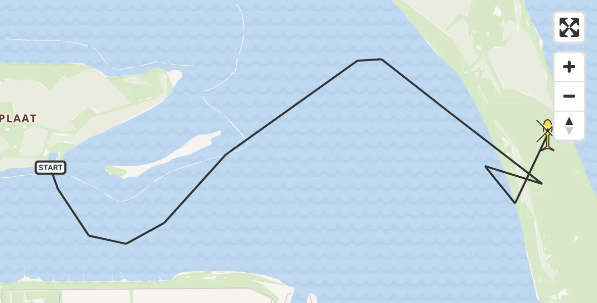 Routekaart van de vlucht: Kustwachthelikopter naar Brouwershaven, Geul van Bommenede