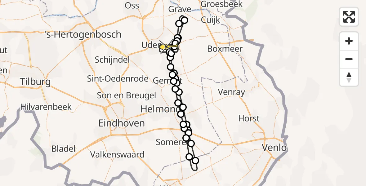 Routekaart van de vlucht: Lifeliner 3 naar Vliegbasis Volkel, Vogelstraat