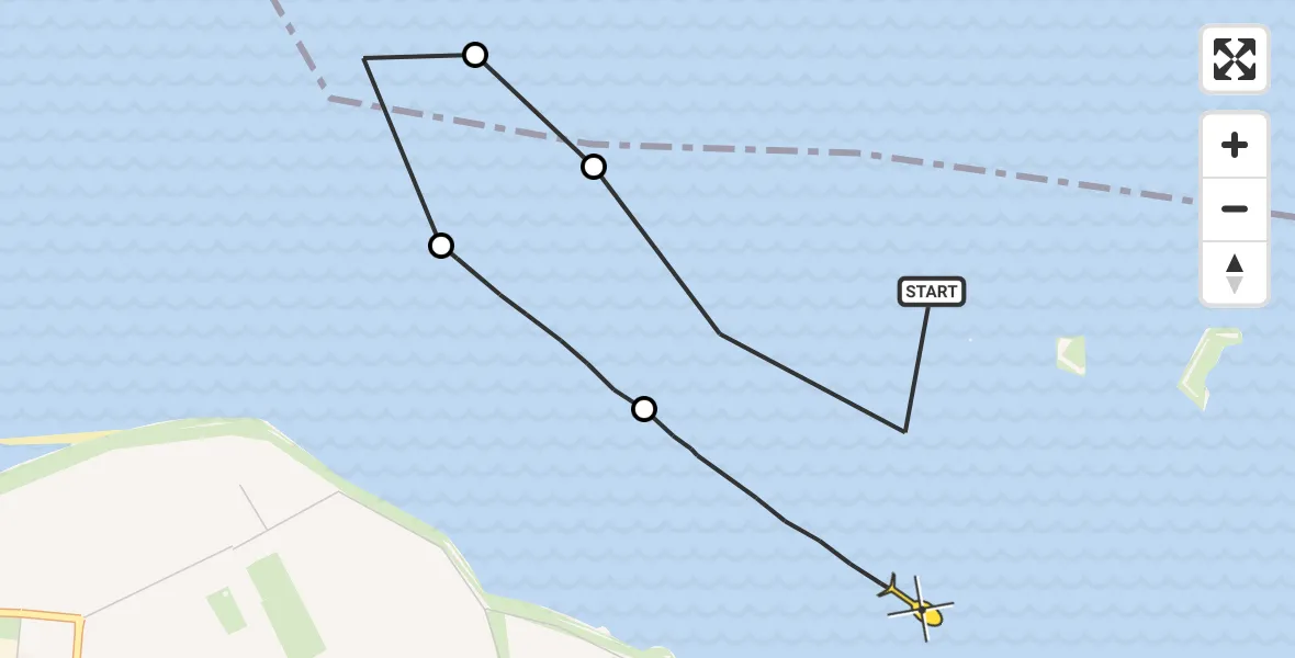 Routekaart van de vlucht: Kustwachthelikopter naar Bruinisse, Jachthavenweg