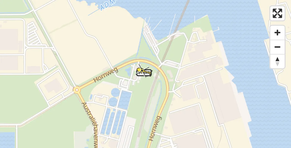 Routekaart van de vlucht: Lifeliner 1 naar Amsterdam Heliport, Hornweg