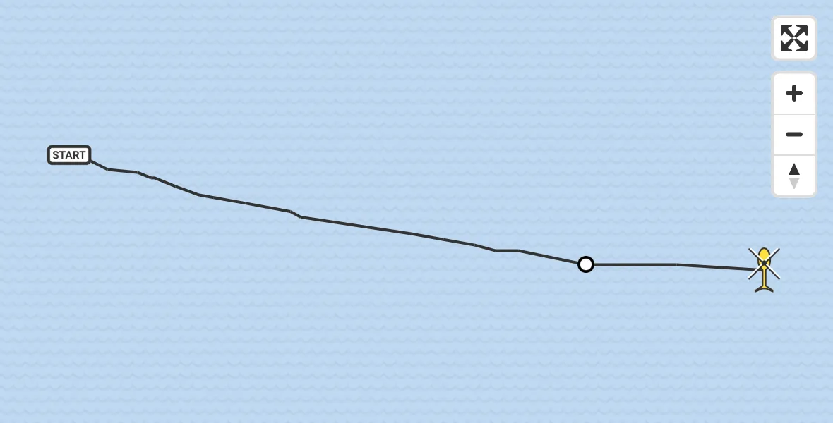 Routekaart van de vlucht: Kustwachthelikopter naar Roompot
