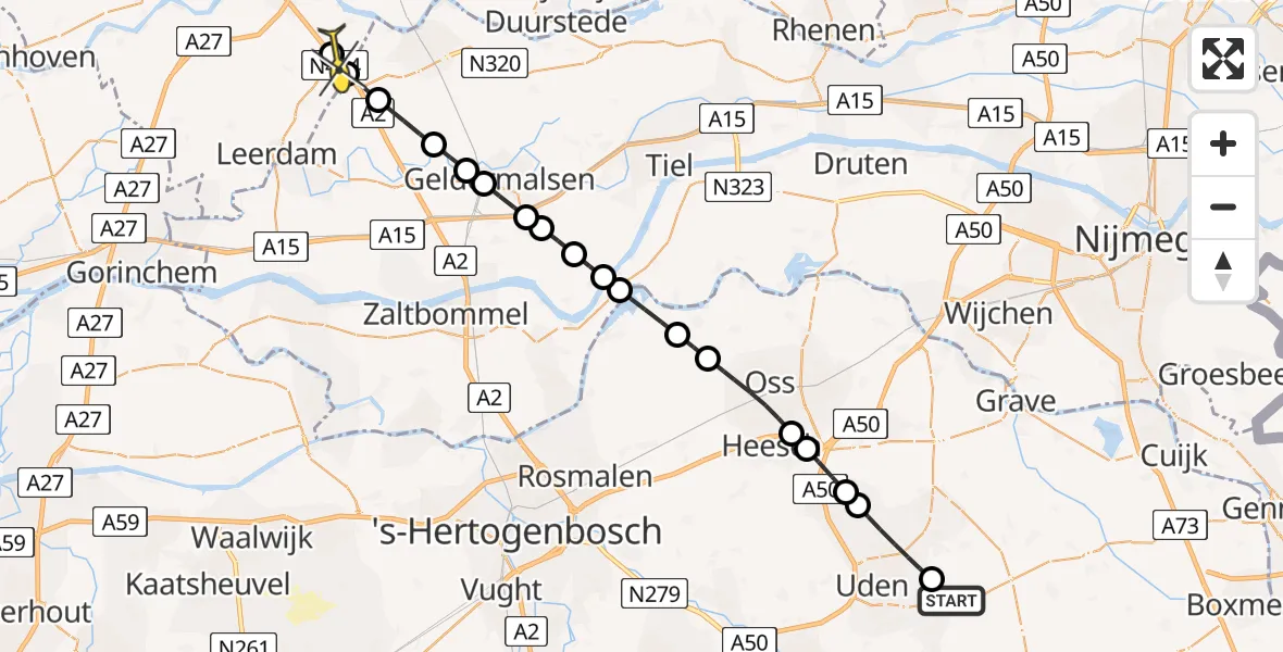 Routekaart van de vlucht: Lifeliner 3 naar Everdingen, Jagersveld