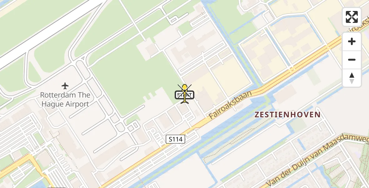 Routekaart van de vlucht: Lifeliner 2 naar Rotterdam The Hague Airport, Brandenburgbaan