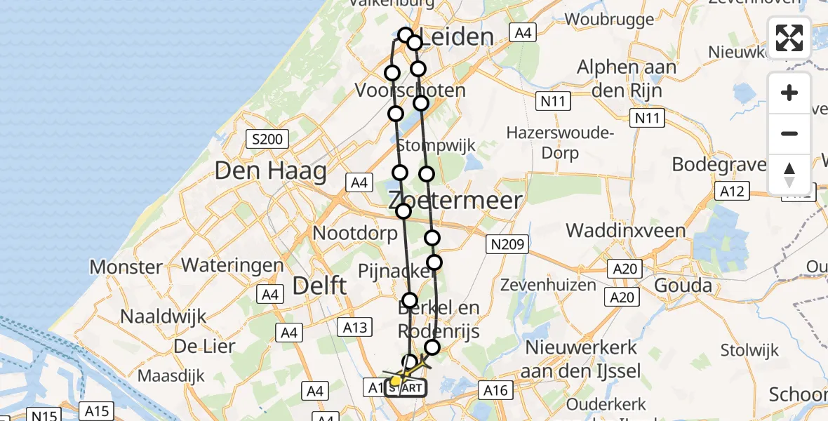 Routekaart van de vlucht: Lifeliner 2 naar Rotterdam The Hague Airport, Oude Bovendijk