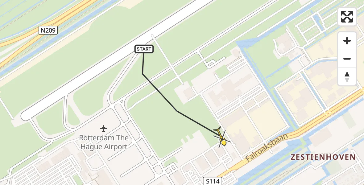 Routekaart van de vlucht: Lifeliner 2 naar Rotterdam The Hague Airport, Brandenburgbaan
