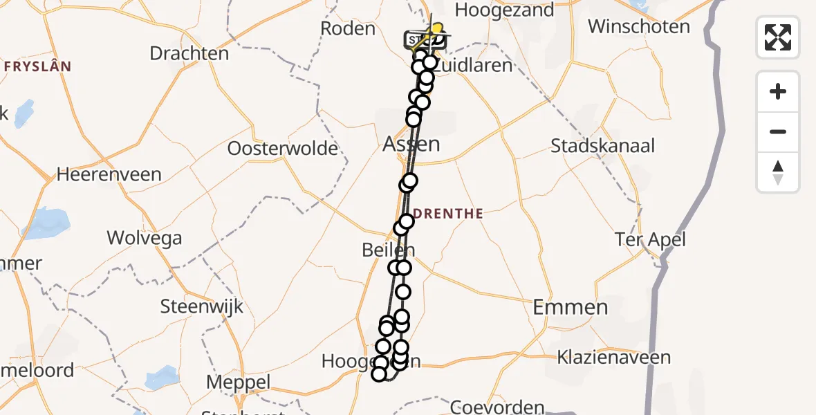 Routekaart van de vlucht: Lifeliner 4 naar Groningen Airport Eelde, Moespot