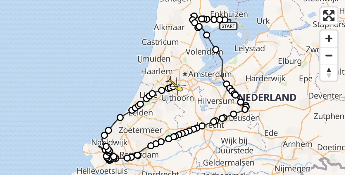 Routekaart van de vlucht: Politieheli naar Schiphol, Thermiekstraat
