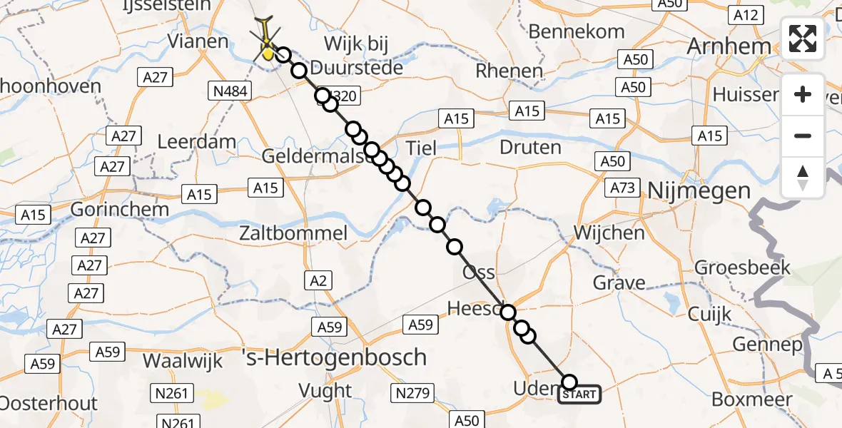 Routekaart van de vlucht: Lifeliner 3 naar Schalkwijk, Osseweg