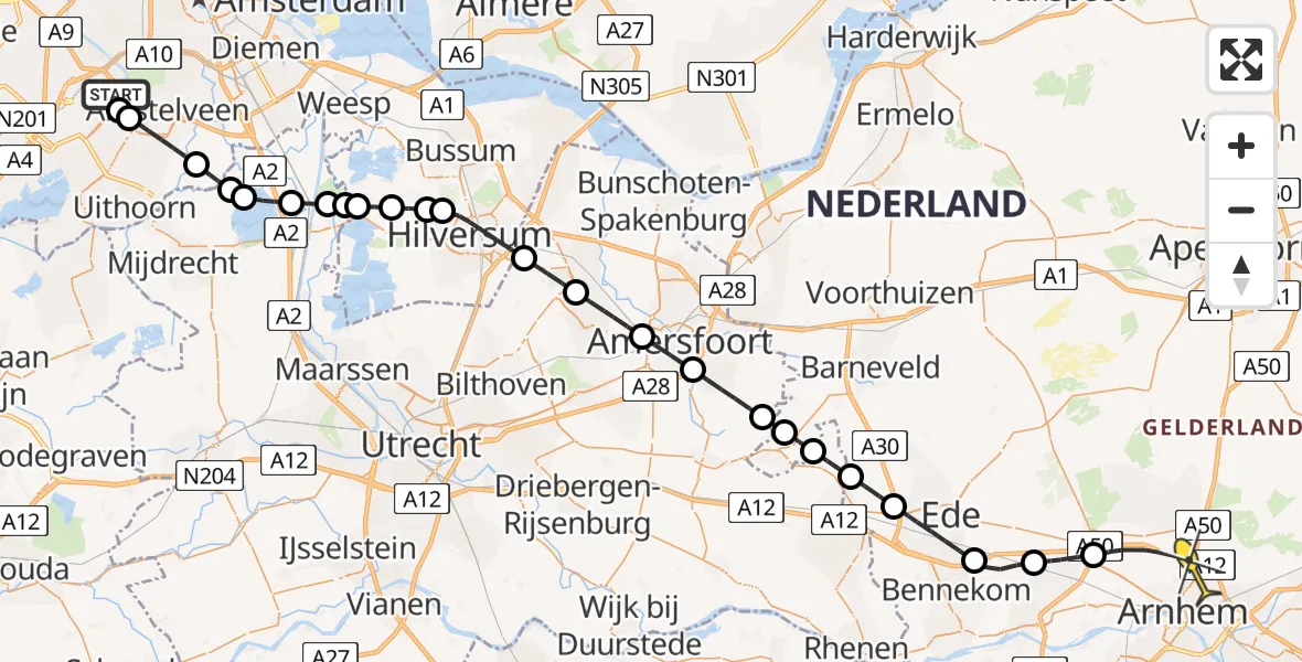 Routekaart van de vlucht: Politiehelikopter naar Arnhem, Van Weerden-Poelmanweg
