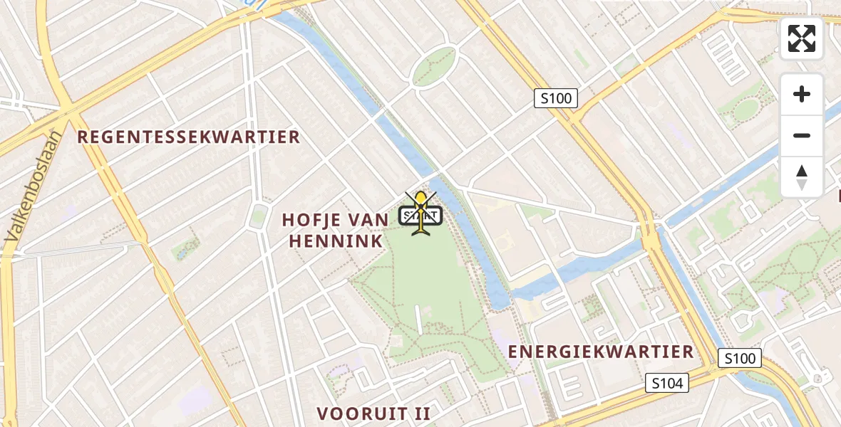 Routekaart van de vlucht: Lifeliner 2 naar Den Haag, Newtonstraat
