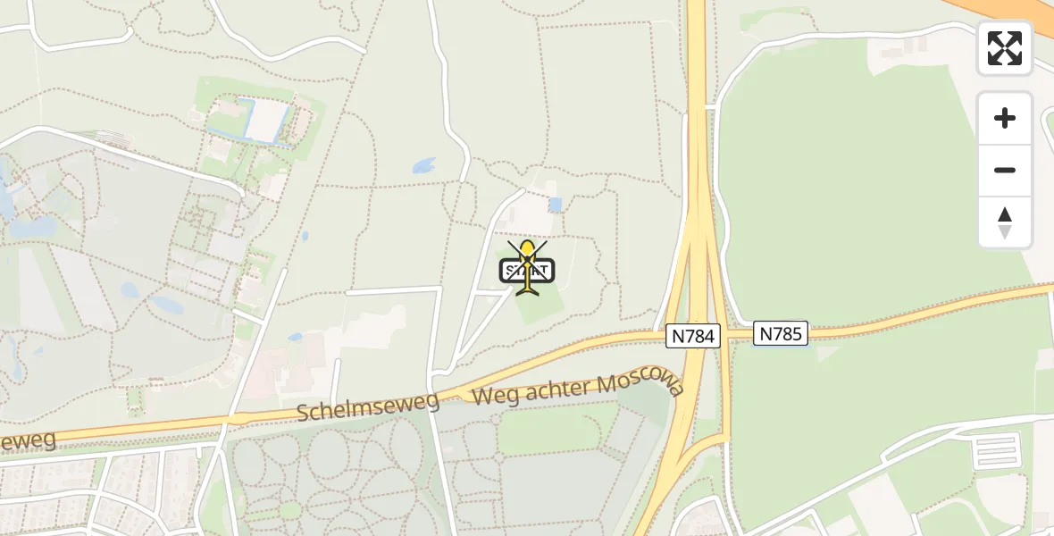 Routekaart van de vlucht: Politiehelikopter naar Arnhem, Schelmseweg