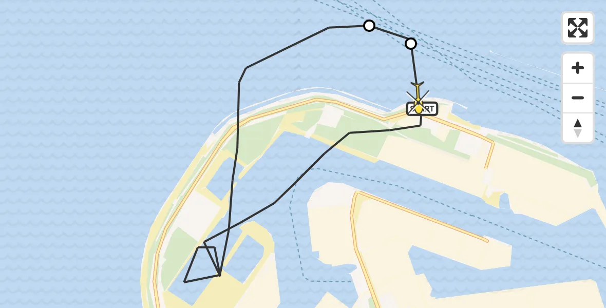 Routekaart van de vlucht: Kustwachthelikopter naar Maasvlakte, Maasvlakteweg