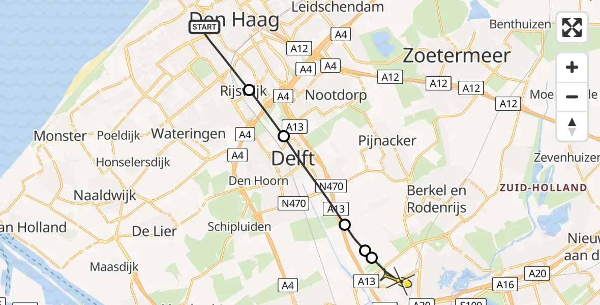 Routekaart van de vlucht: Lifeliner 2 naar Rotterdam The Hague Airport, Boerenstraat