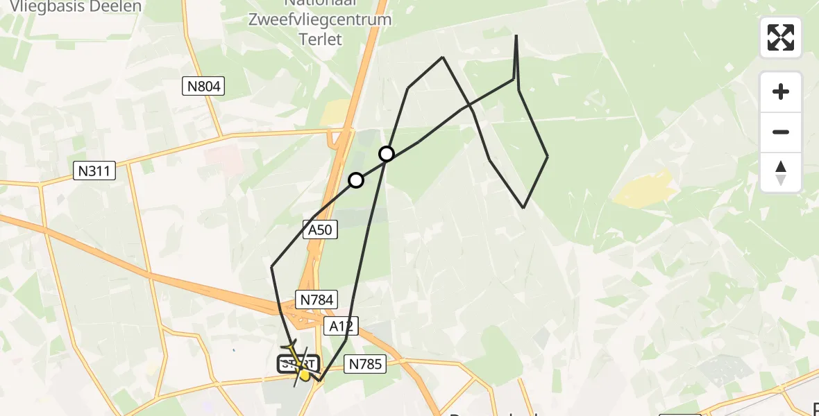 Routekaart van de vlucht: Politiehelikopter naar Arnhem, Apeldoornseweg