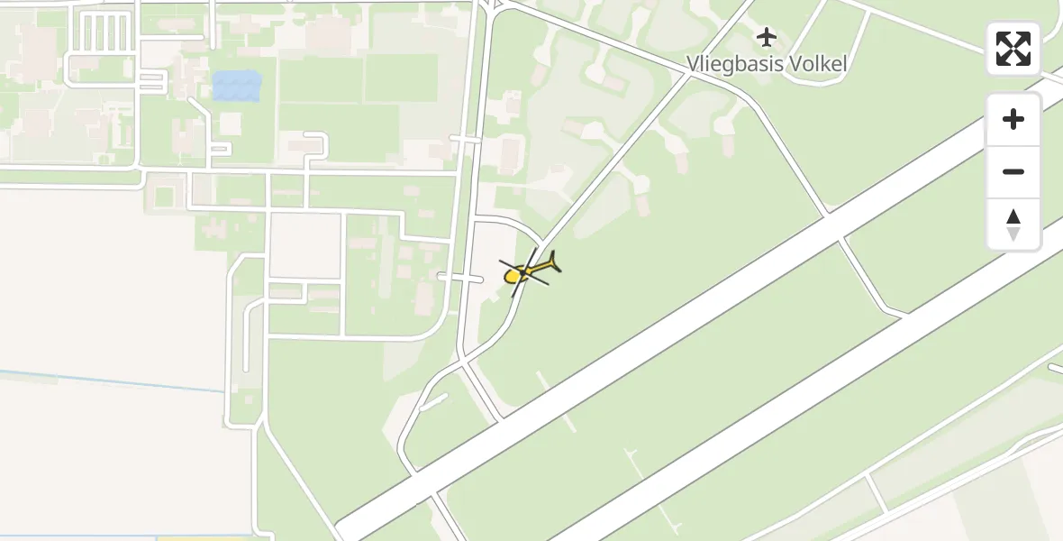 Routekaart van de vlucht: Politieheli naar Vliegbasis Volkel
