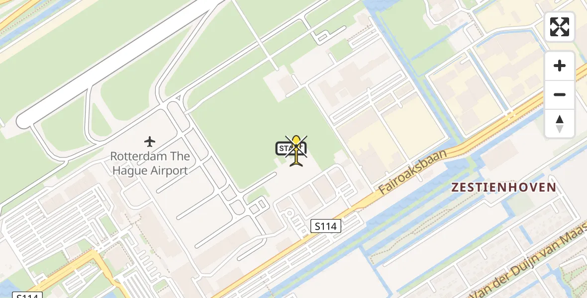 Routekaart van de vlucht: Politieheli naar Rotterdam The Hague Airport, Fairoaksbaan