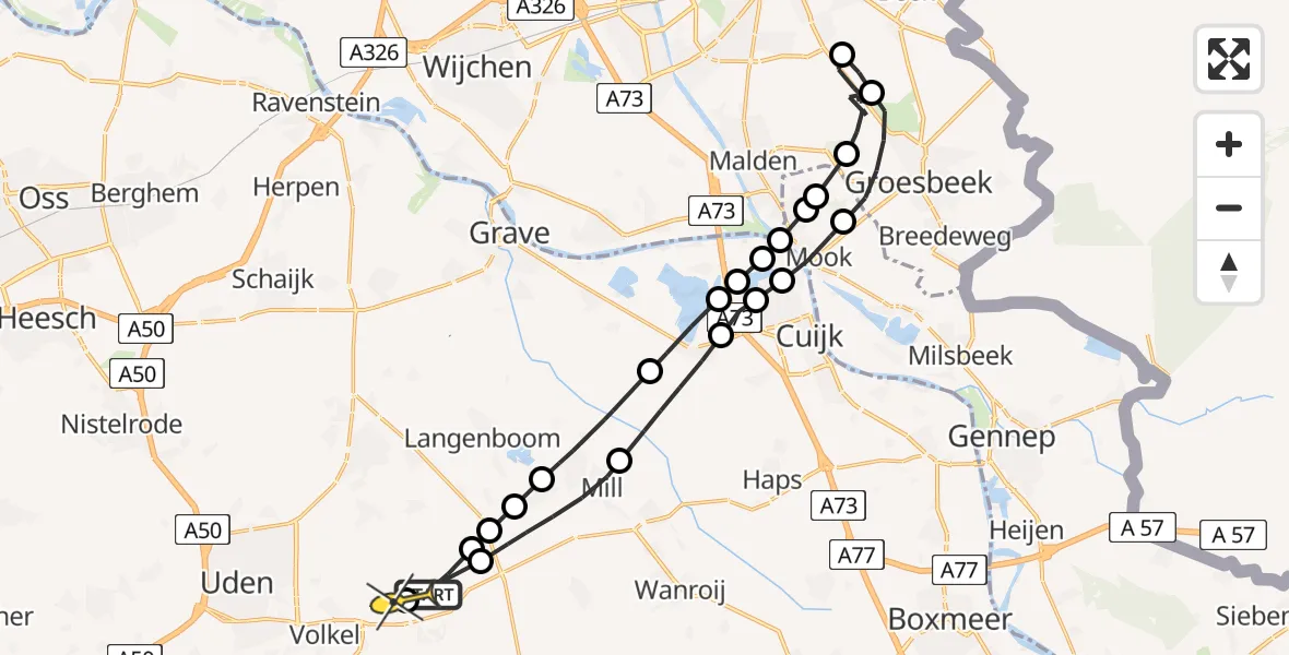 Routekaart van de vlucht: Lifeliner 3 naar Vliegbasis Volkel, Voorpeel