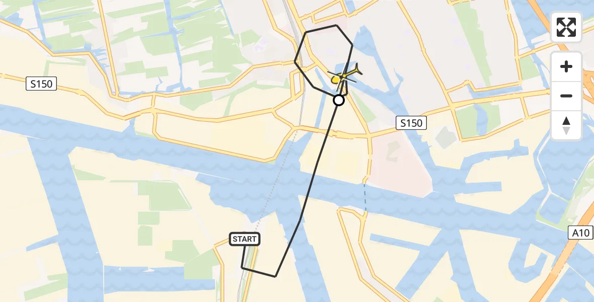 Routekaart van de vlucht: Lifeliner 1 naar Zaandam, Capriweg