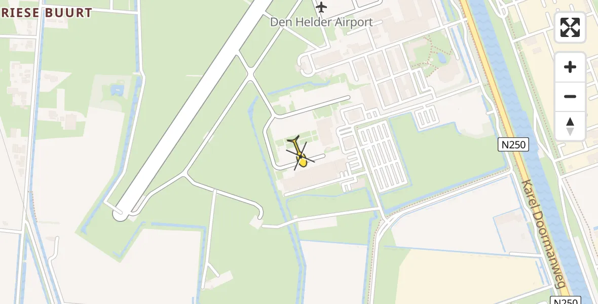 Routekaart van de vlucht: Kustwachthelikopter naar Vliegveld De Kooy