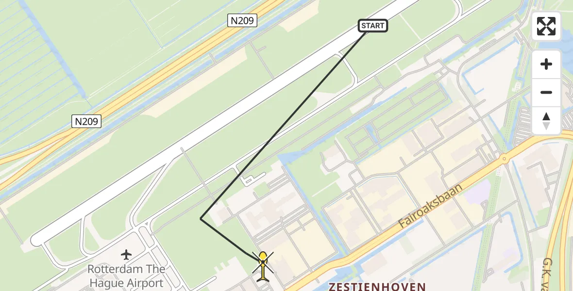 Routekaart van de vlucht: Lifeliner 2 naar Rotterdam The Hague Airport, Brandenburgbaan