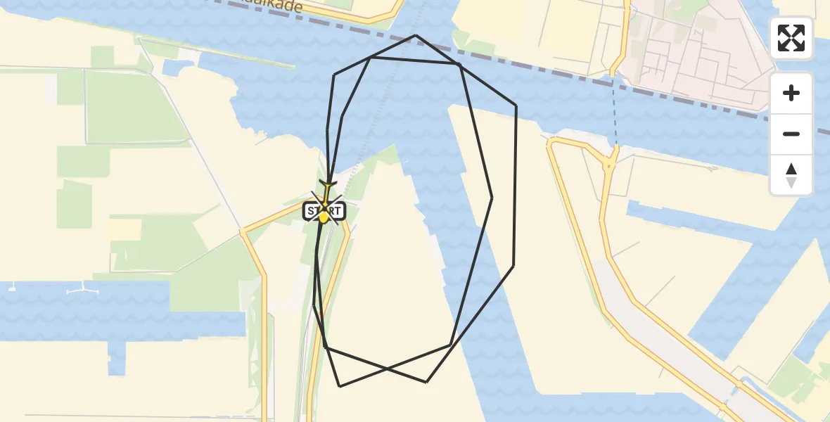 Routekaart van de vlucht: Lifeliner 1 naar Amsterdam Heliport, Westhaven