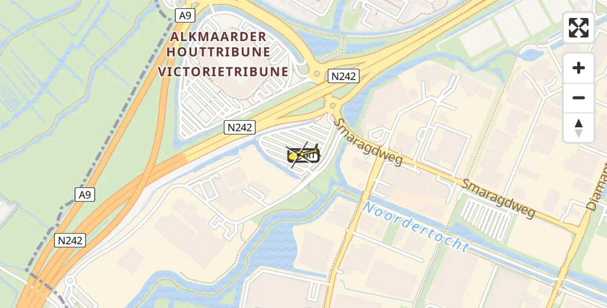 Routekaart van de vlucht: Ambulanceheli naar Alkmaar, Parelweg