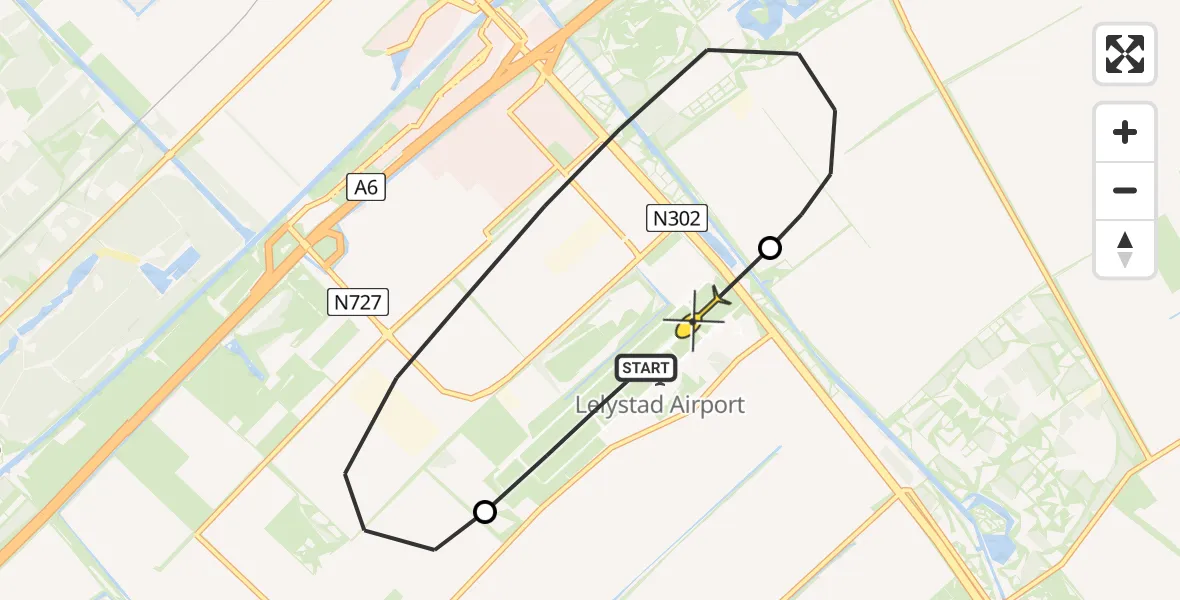 Routekaart van de vlucht: Politiehelikopter naar Lelystad Airport, Talingweg