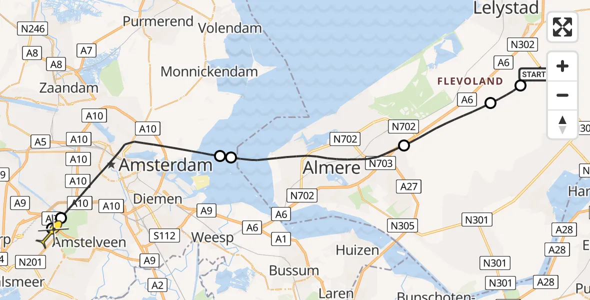 Routekaart van de vlucht: Politieheli naar Schiphol, Eendenweg