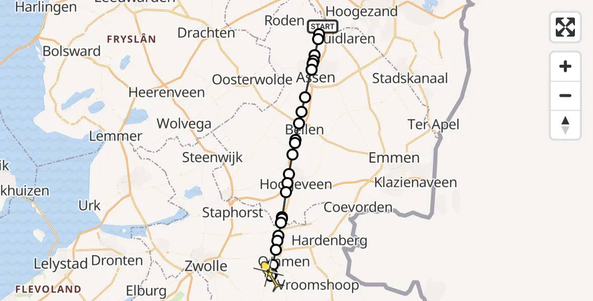 Routekaart van de vlucht: Lifeliner 4 naar Dalmsholte, Homsteeg