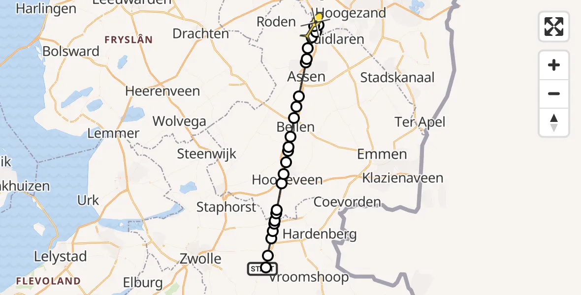Routekaart van de vlucht: Lifeliner 4 naar Groningen Airport Eelde, Dalmsholterweg