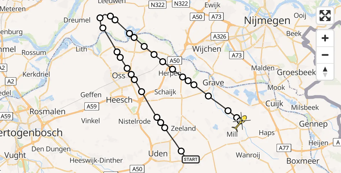 Routekaart van de vlucht: Lifeliner 3 naar Beers NB, Nieuweweg