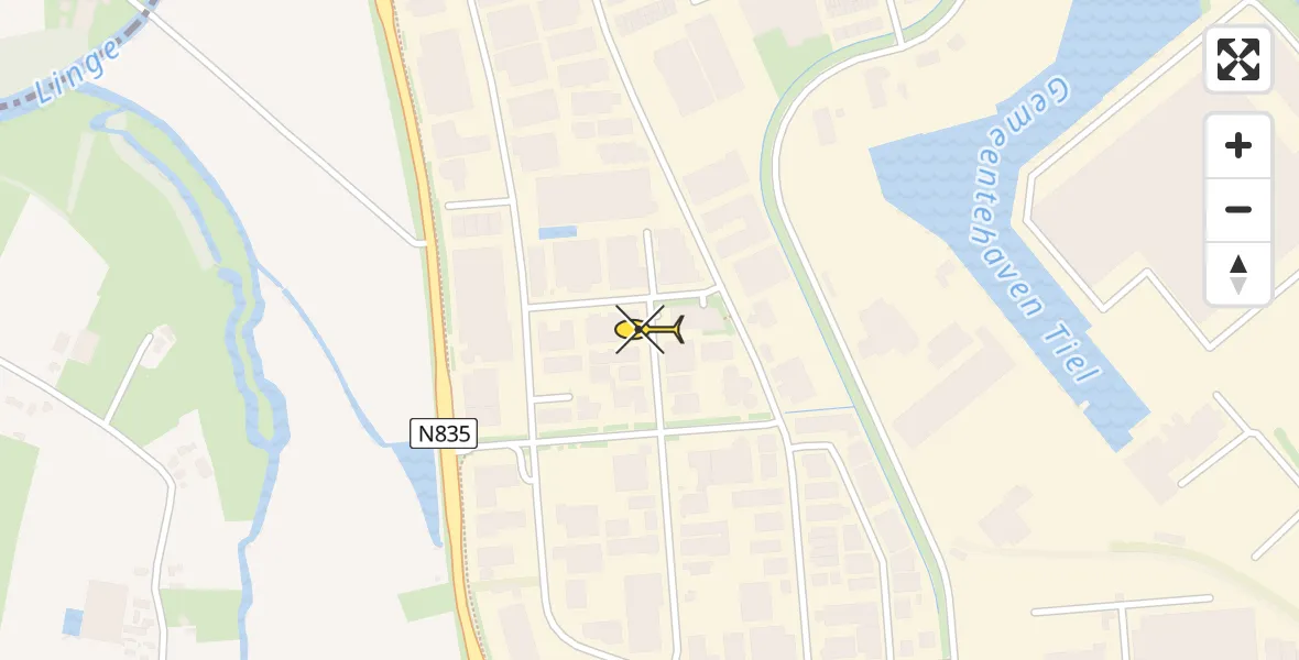 Routekaart van de vlucht: Lifeliner 3 naar Tiel