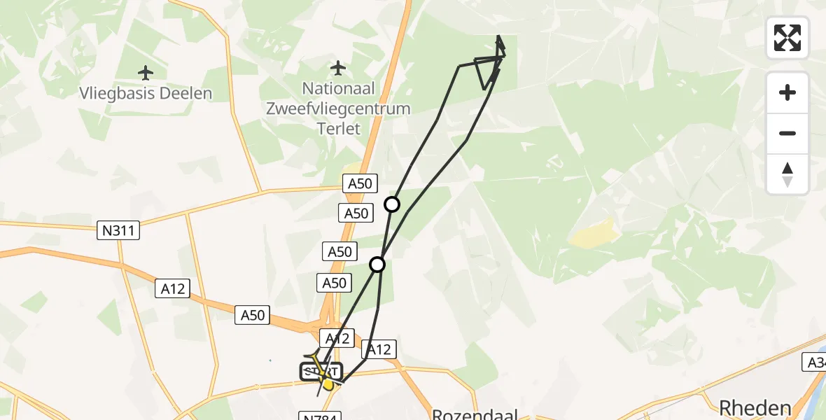 Routekaart van de vlucht: Politiehelikopter naar Arnhem, Schelmseweg