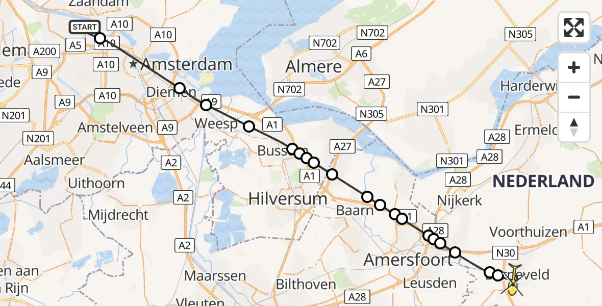 Routekaart van de vlucht: Lifeliner 1 naar Barneveld, Maltaweg