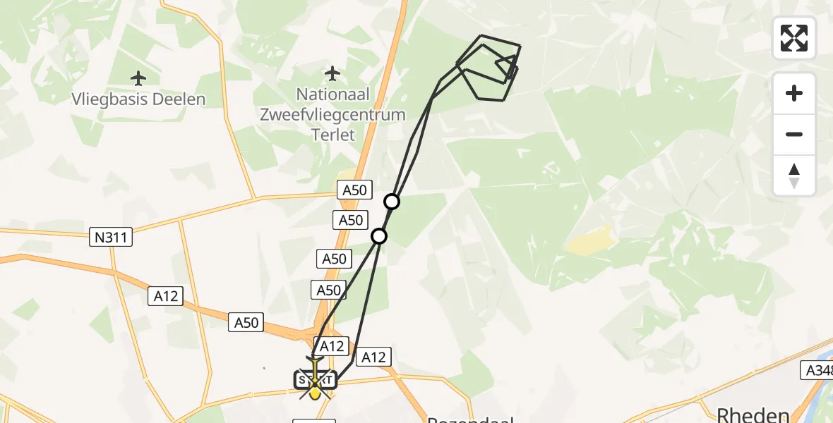 Routekaart van de vlucht: Politiehelikopter naar Arnhem, Apeldoornseweg