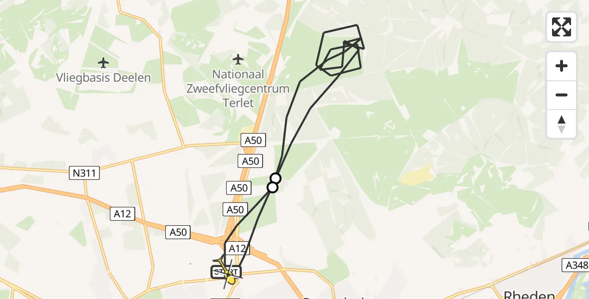Routekaart van de vlucht: Politieheli naar Arnhem, Apeldoornseweg