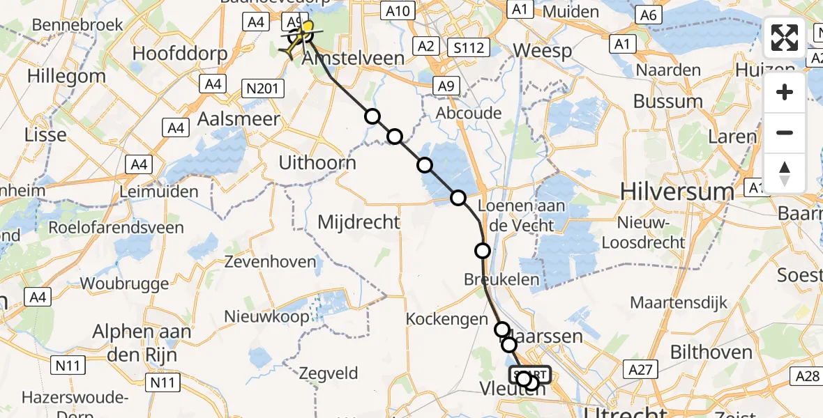 Routekaart van de vlucht: Politieheli naar Schiphol, Thematerveldpad