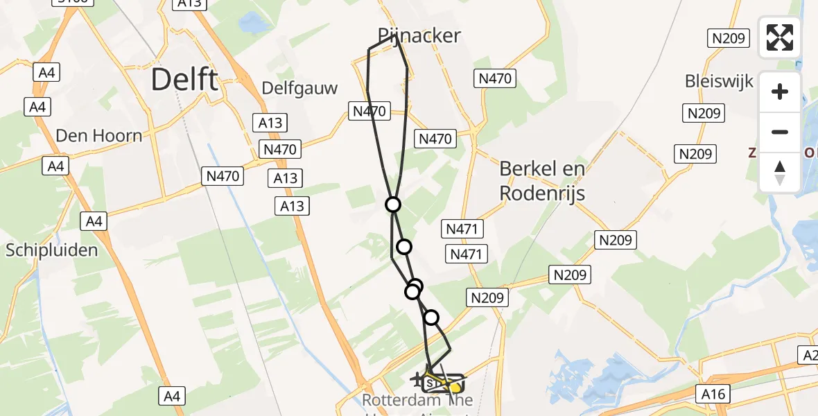 Routekaart van de vlucht: Lifeliner 2 naar Rotterdam The Hague Airport, Oude Bovendijk
