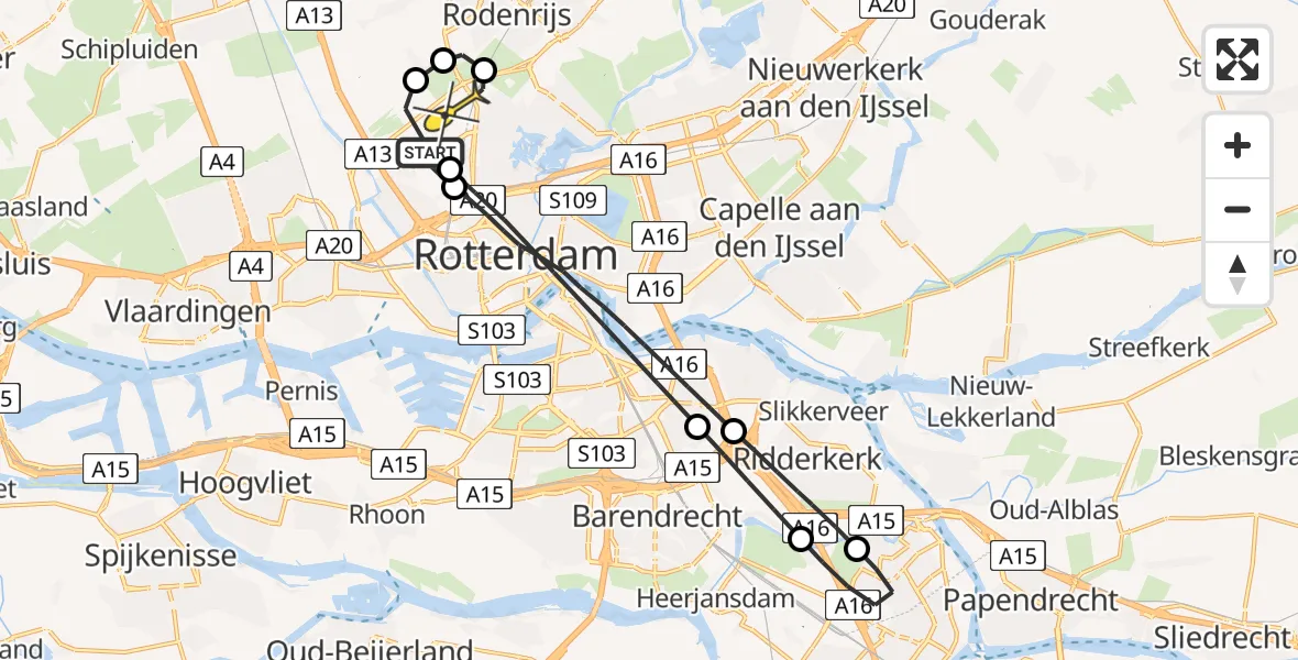 Routekaart van de vlucht: Lifeliner 2 naar Rotterdam The Hague Airport, Van Leeuwenhoekhof