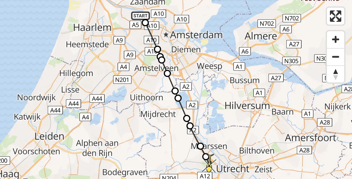 Routekaart van de vlucht: Lifeliner 1 naar Utrecht, Maltaweg