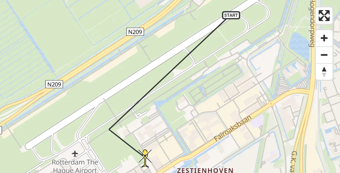 Routekaart van de vlucht: Lifeliner 2 naar Rotterdam The Hague Airport, Brandenburgbaan