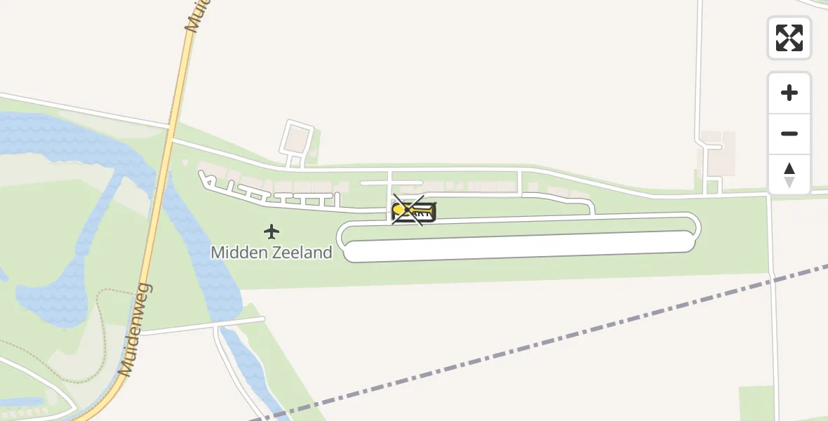 Routekaart van de vlucht: Politieheli naar Vliegveld Midden-Zeeland, Calandweg